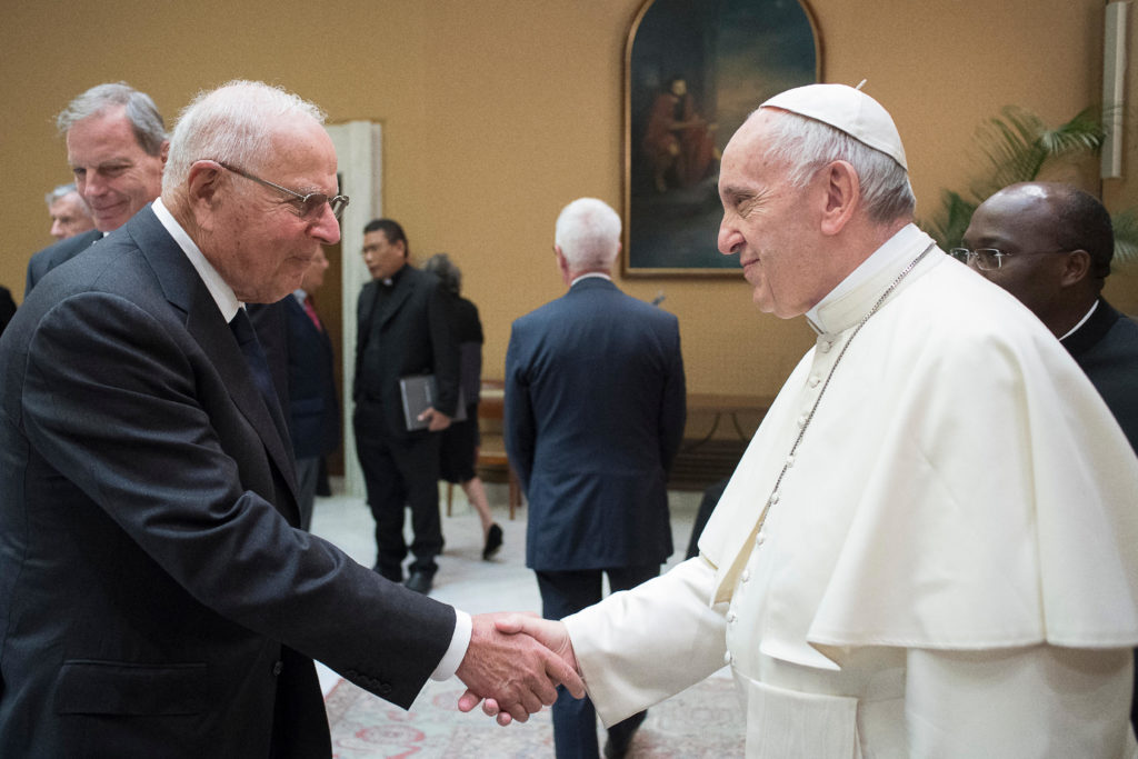 Barry Segal meets Pope Francis at the Vatican in 2017