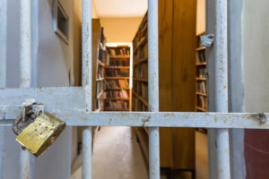 Interior detailed view of prison library