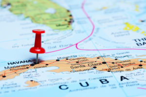Havana pinned on a map of Cuba
