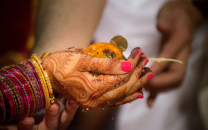 Brides hand on the day of marriage in India