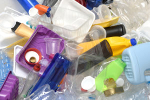 close up of a pile of plastic being recycled